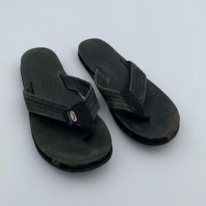 Rainbows black leather thong flip flop sandals sun size small 5.5-6.5